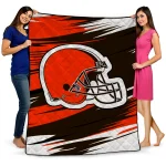 cleveland browns wild lines brown white quilt blanket best selling