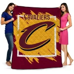 cleveland cavaliers block border wine quilt blanket best selling