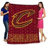 cleveland cavaliers brick grid wine quilt blanket best selling