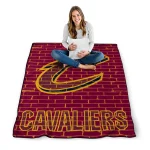 cleveland cavaliers brick grid wine quilt blanket best selling