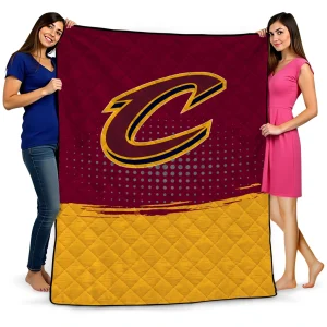cleveland cavaliers dot illusion wine quilt blanket best selling