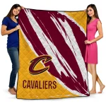 cleveland cavaliers stroke art wine white quilt blanket best selling