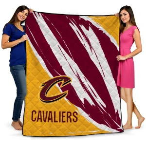 cleveland cavaliers stroke art wine white quilt blanket best selling