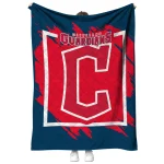 cleveland guardians block border navy blue quilt blanket best selling