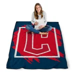 cleveland guardians block border navy blue quilt blanket best selling