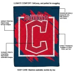 cleveland guardians block border navy blue quilt blanket best selling