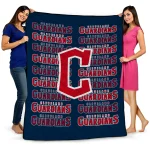 cleveland guardians bold red navy blue quilt blanket best selling