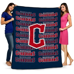 cleveland guardians bold red navy blue quilt blanket best selling