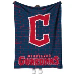 cleveland guardians brick grid navy blue quilt blanket best selling