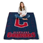 cleveland guardians brick grid navy blue quilt blanket best selling