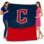 cleveland guardians dot illusion navy blue quilt blanket best selling