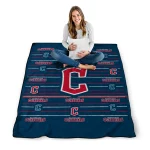 cleveland guardians handdrawn stripes navy blue quilt blanket best selling
