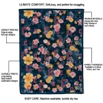 cleveland guardians hibiscus foliage navy blue quilt blanket best selling