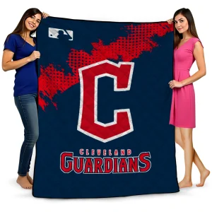 cleveland guardians league patch navy blue quilt blanket best selling