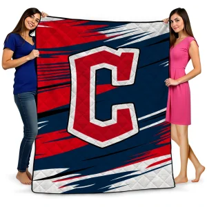 cleveland guardians wild lines navy blue white quilt blanket best selling