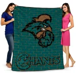 coastal carolina chanticleers brick grid green quilt blanket best selling