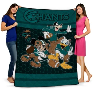 coastal carolina chanticleers disney football green quilt blanket best selling