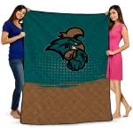 coastal carolina chanticleers dot illusion green quilt blanket best selling