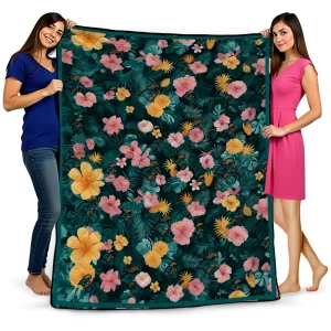 coastal carolina chanticleers hibiscus foliage green quilt blanket best selling