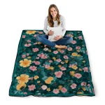 coastal carolina chanticleers hibiscus foliage green quilt blanket best selling