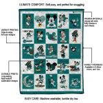 coastal carolina chanticleers mickey mouse motif green white quilt blanket best selling