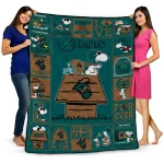 coastal carolina chanticleers snoopy love green quilt blanket best selling
