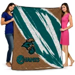 coastal carolina chanticleers stroke art green white quilt blanket best selling