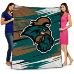coastal carolina chanticleers wild lines green white quilt blanket best selling