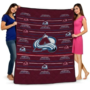 colorado avalanche handdrawn stripes burgundy quilt blanket best selling