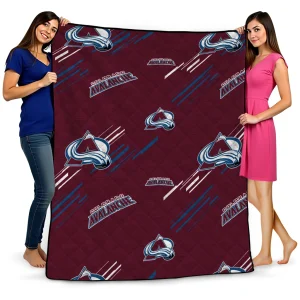colorado avalanche sketch lines burgundy quilt blanket best selling