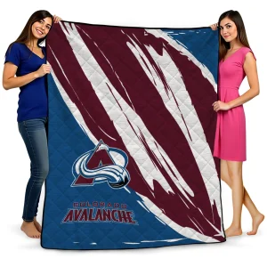 colorado avalanche stroke art burgundy white quilt blanket best selling