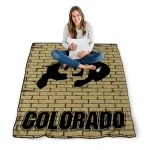 colorado buffaloes brick grid gold quilt blanket best selling