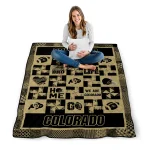 colorado buffaloes helmet heart gold quilt blanket best selling