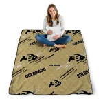 colorado buffaloes sketch lines gold quilt blanket best selling
