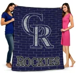 colorado rockies brick grid blue quilt blanket best selling