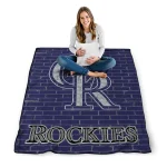 colorado rockies brick grid blue quilt blanket best selling