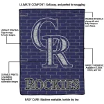 colorado rockies brick grid blue quilt blanket best selling