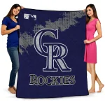 Colorado Rockies League Patch Blue Quilt Blanket 1 colorado rockies league patch blue quilt blanket best selling