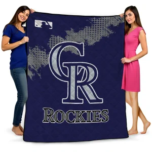 colorado rockies league patch blue quilt blanket best selling