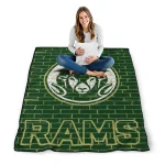 colorado state rams brick grid green quilt blanket best selling