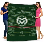 colorado state rams handdrawn stripes green quilt blanket best selling