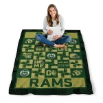 colorado state rams helmet heart green quilt blanket best selling