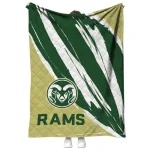 colorado state rams stroke art green white quilt blanket best selling