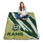 colorado state rams stroke art green white quilt blanket best selling
