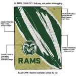 colorado state rams stroke art green white quilt blanket best selling