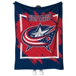 columbus blue jackets block border navy blue quilt blanket best selling