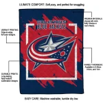 columbus blue jackets block border navy blue quilt blanket best selling