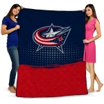 columbus blue jackets dot illusion navy blue quilt blanket best selling
