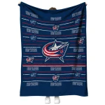 columbus blue jackets handdrawn stripes navy blue quilt blanket best selling