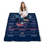 columbus blue jackets handdrawn stripes navy blue quilt blanket best selling